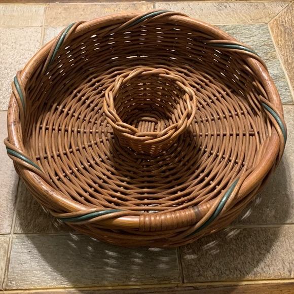 Pierre Large Heavy Duty Chip & Dip Brown with Green Wicker Basket - Picture 12 of 15